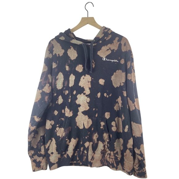 Champion Other - Champion Men's Medium Splotch Tie Dye Black & Tan Pullover Hoodie Sweatshirt